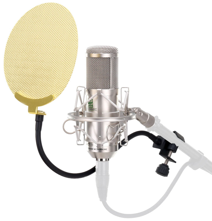 Pronomic CM-100S Studio Grossmembranmikrofon XLR-Kondensatormikrofon inkl. Popkiller Set (mit Mikrof