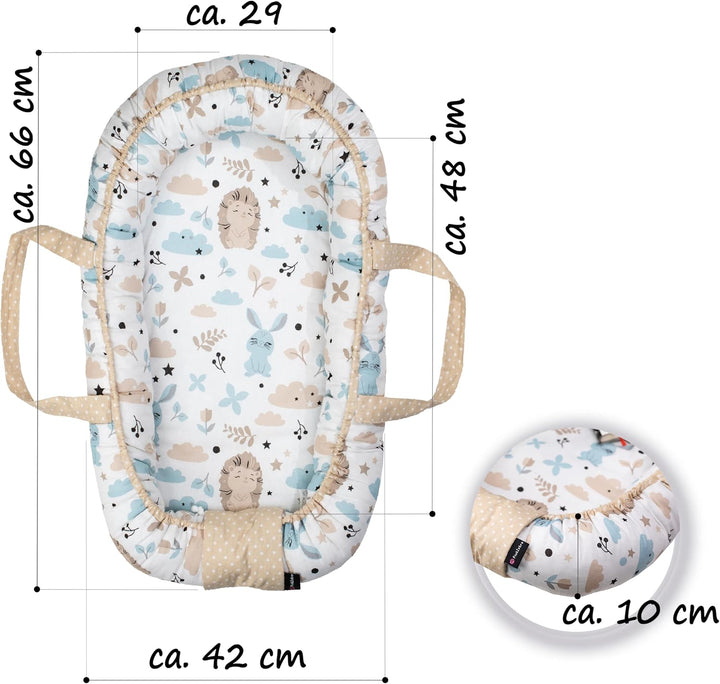 PinkZebra Tragetasche,2 in 1 Tragetasche, Tragenest Kokon aus Baumwolle, Igel und Freunde, Igel und