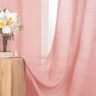 MIULEE 2er Set Voile Vorhang Sheer Leinenvorhang mit Ösen Transparente Leinen Optik Gardine Ösenscha