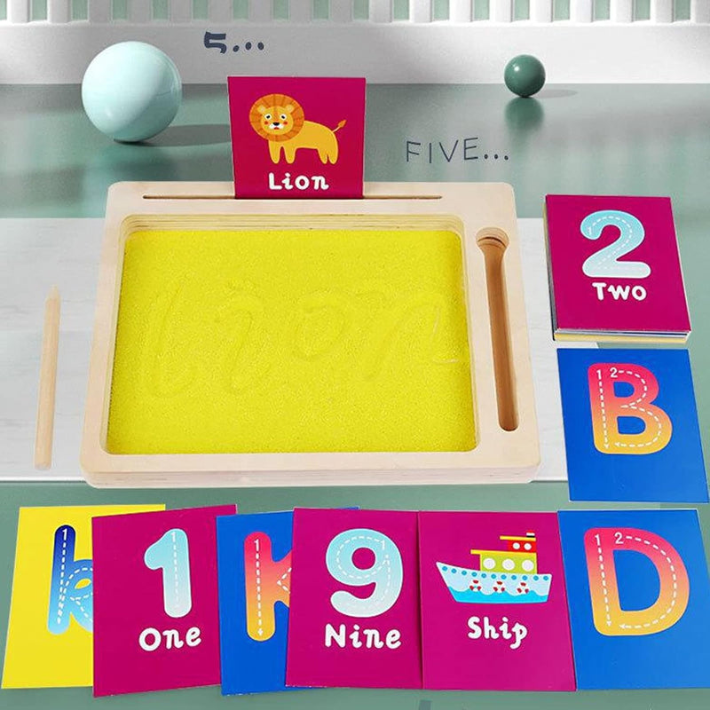 RiToEasysports Kid Sand Painting Board, Sand Tracing Tray Soft mit 36 Karten Holzstift Zeichenbrett