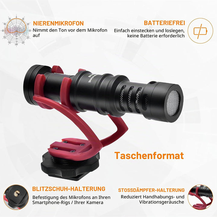 comica Kamera Mikrofon, CVM-VM10II Richtmikrofon Cardioid Shotgun Video Camcorder Mikrofon für Canon