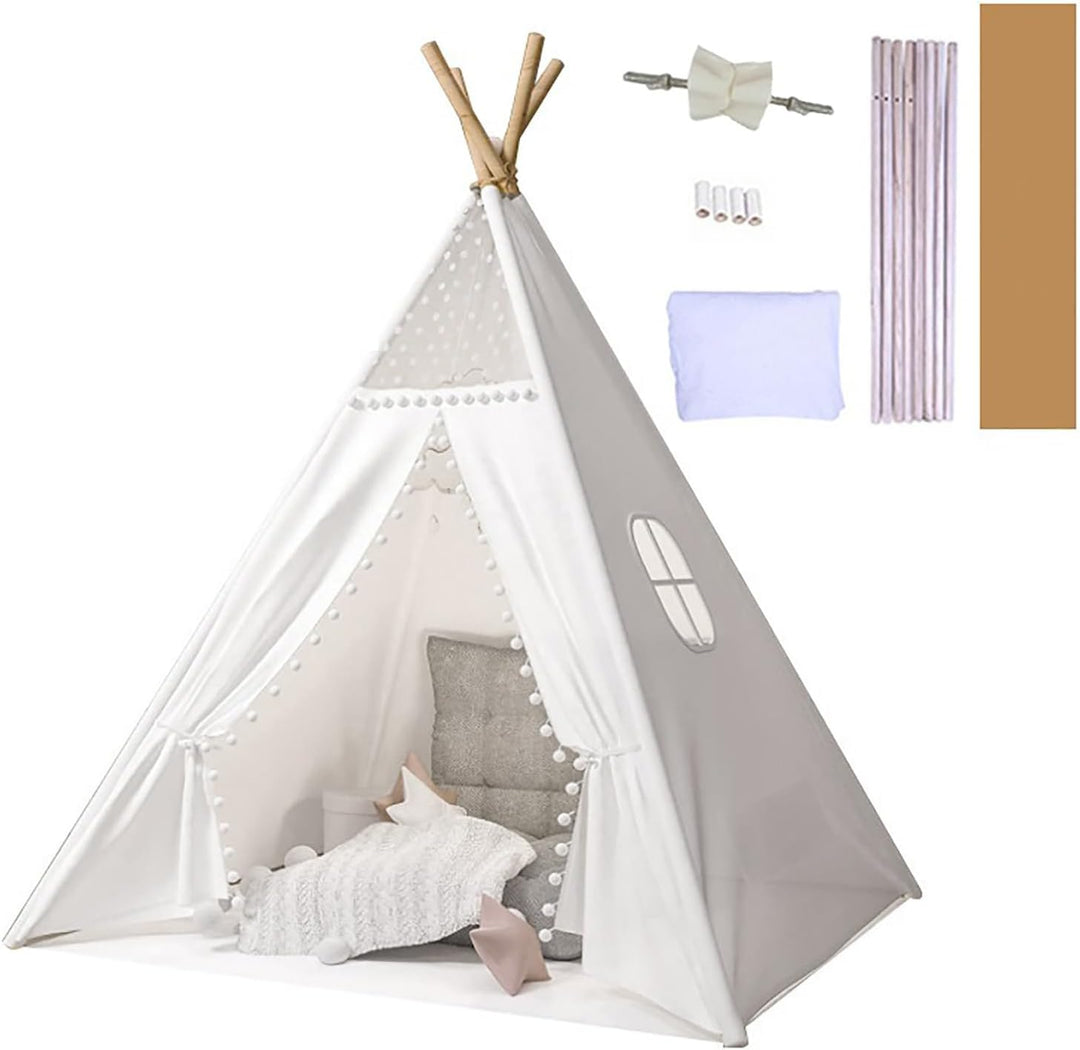 Tipi Zelt für Kinder Spielzelt Tippi Kinderzelt mit Tragetasche&Bunte Flagge,Waschbar Kinderzelt für