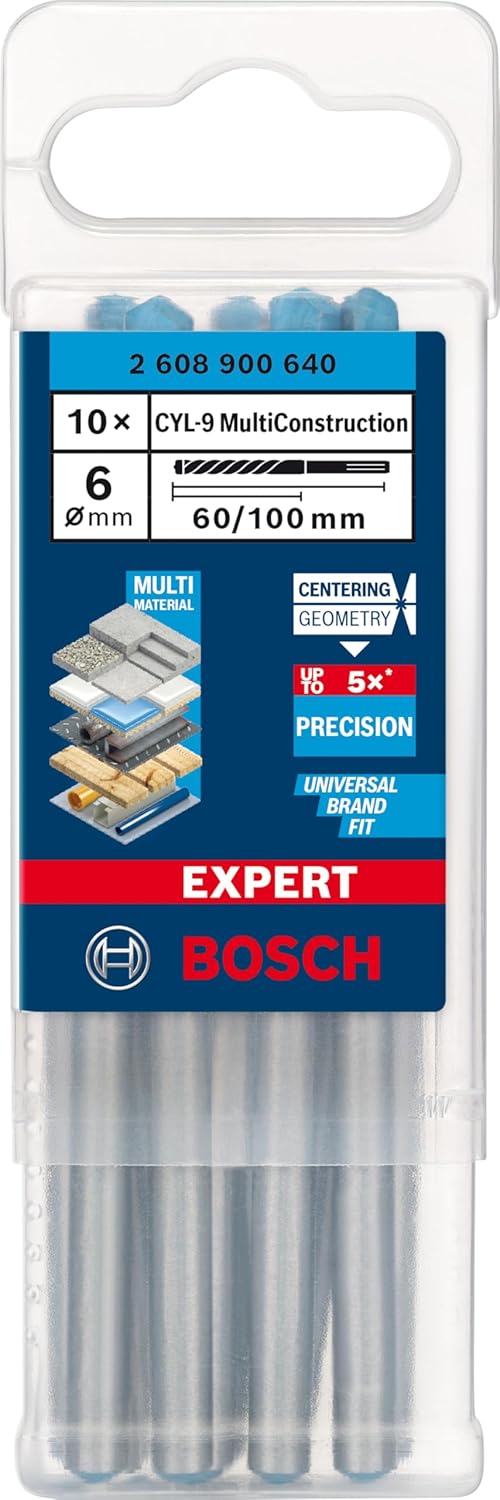 Bosch Professional 10x Expert CYL-9 MultiConstruction Bohrer (für Beton, Ø 6,00x100 mm, Zubehör Schl