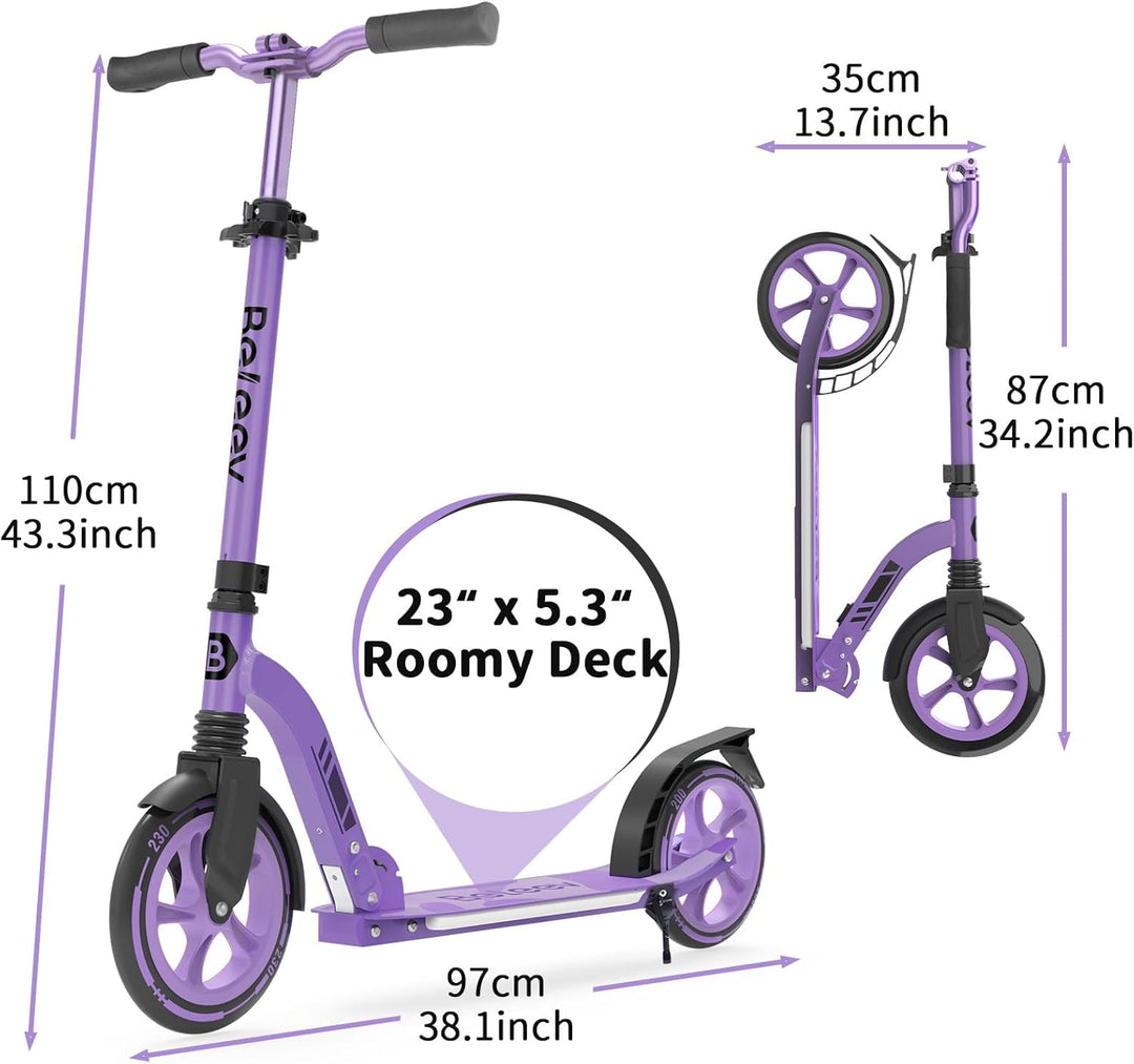BELEEV Roller Kinder 6 Jahre, 230mm Big Wheel, LED Licht Deck, ABEC-7, Höhenverstellbar, Tragegurt,