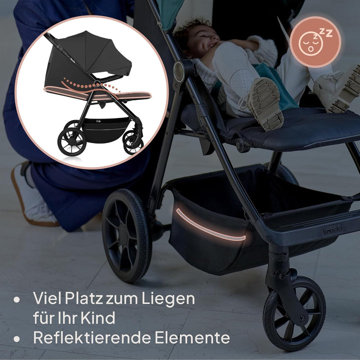 LIONELO MIRA Buggy bis zu 22 kg von 6 Monaten bis 4 Jahren Schwenkbare 360° Räder Volle Stossdämpfun
