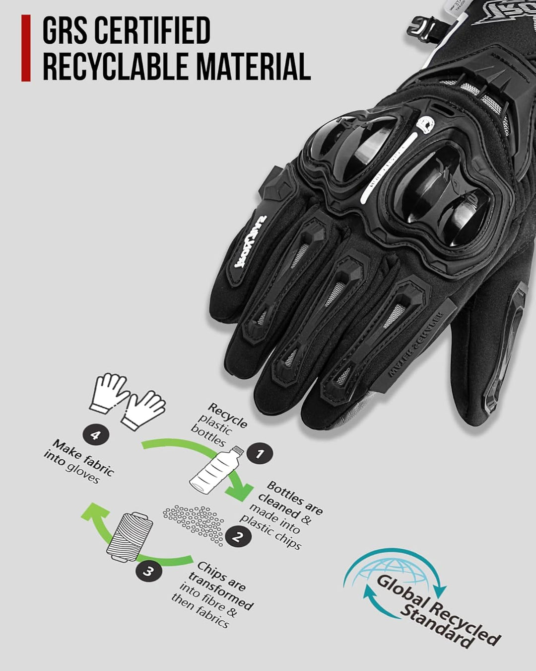 IRON JIA'S Winter Motorradhandschuhe Herren CEZertifizierung Wasserdichter und Warmer 3M Baumwolle S