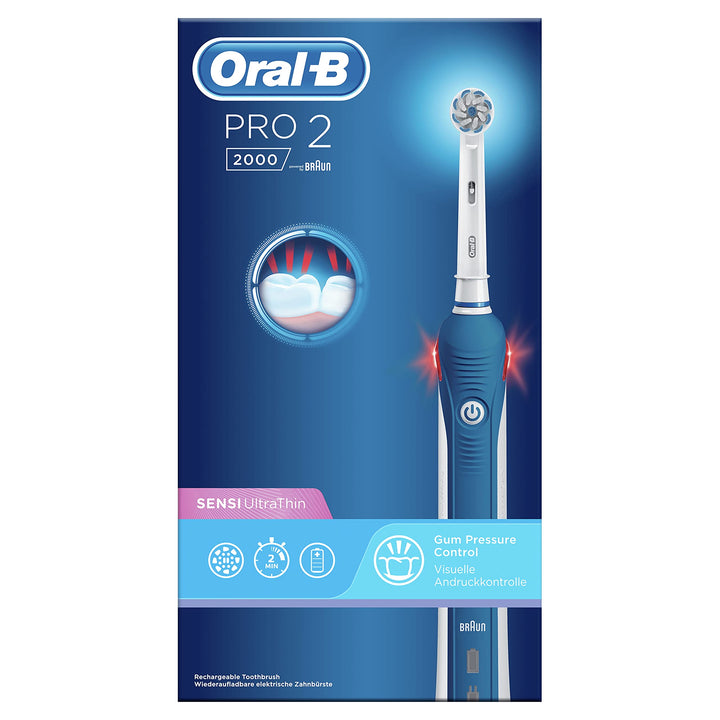 Oral-B PRO 2 2000 Elektrische Zahnbürste/Electric Toothbrush mit visueller Andruckkontrolle für extr
