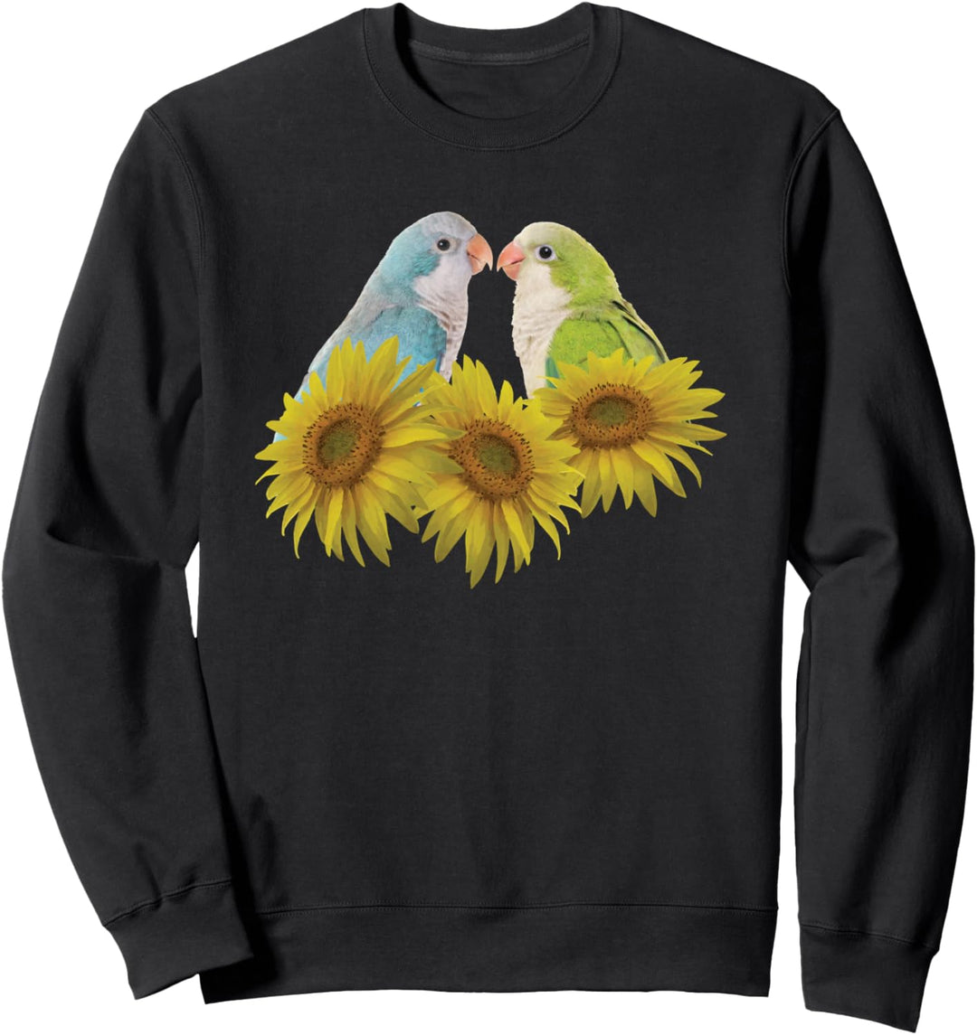 Quaker Papagei Blau & Grün Mönch Sittich Sonnenblume Sweatshirt