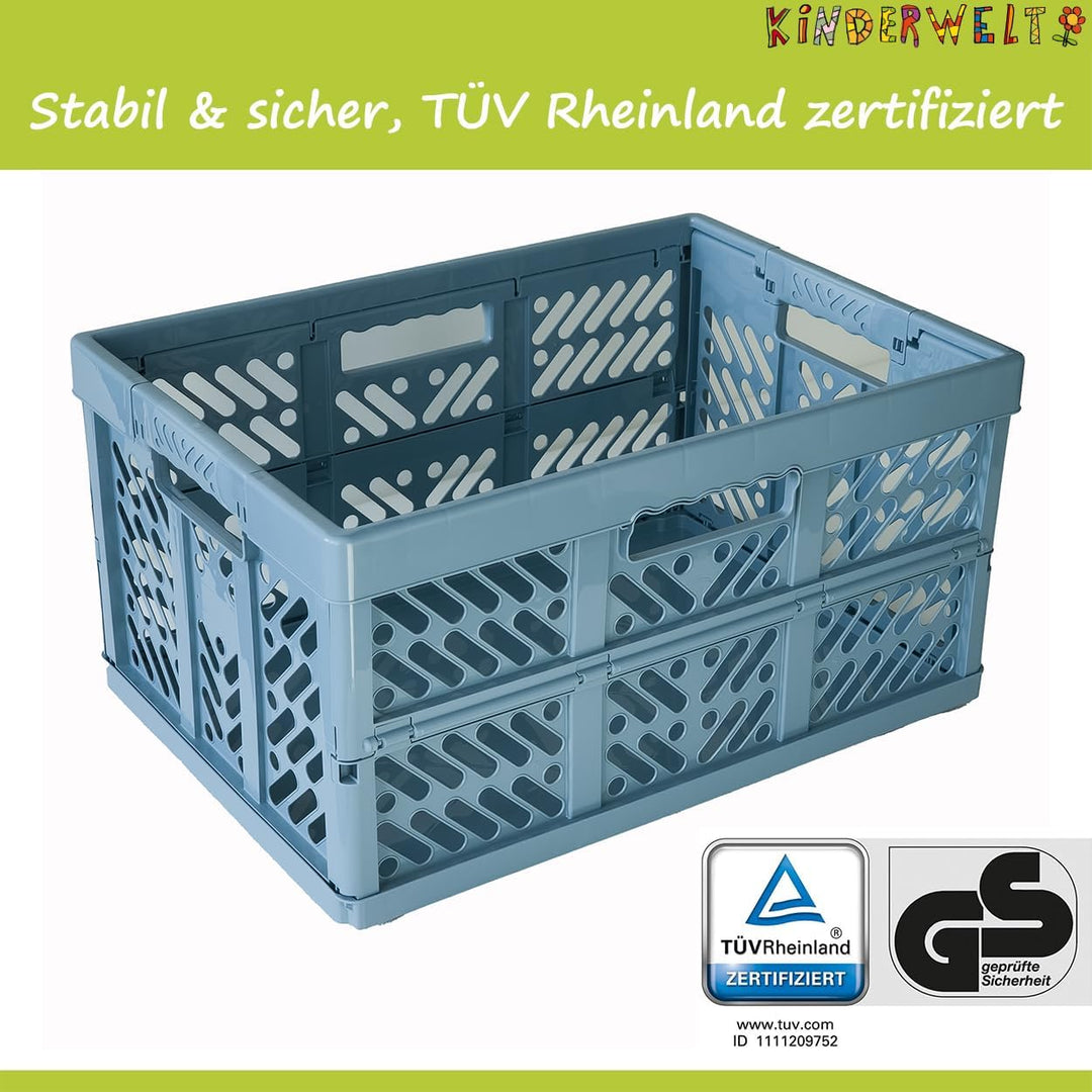 KiNDERWELT 4 x Stabile Profi-Klappboxen blau mit Soft-Touch Griffen 4er Set Blau, 4er Set Blau