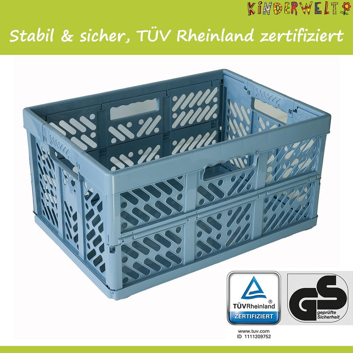 KiNDERWELT 4 x Stabile Profi-Klappboxen blau mit Soft-Touch Griffen 4er Set Blau, 4er Set Blau