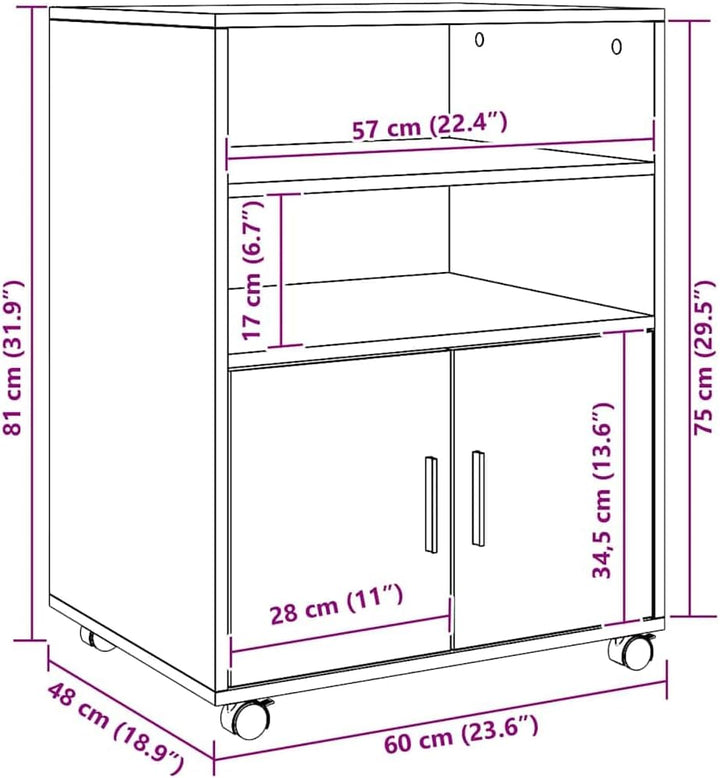 vidaXL Rollschrank, Büroschrank mit Stauraum, Aktenschrank für Wohnzimmer Büro, Bürocontainer Schran