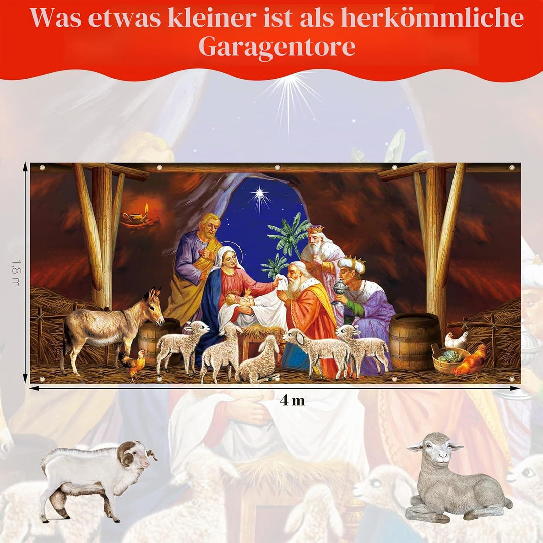 Garagentor-Dekorationen für Weihnachten, Garagentorabdeckung, Garagentor, Wandbilder, 1,8 x 4 m, gro