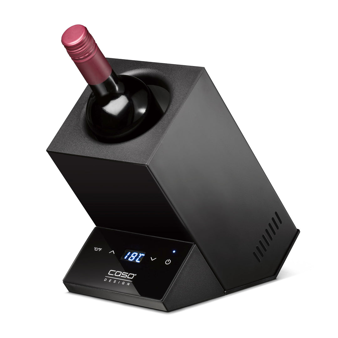 CASO WineCase One Black - Design Weinkühler für eine Flasche, Temperaturbereich von 5-18°C, für Flas