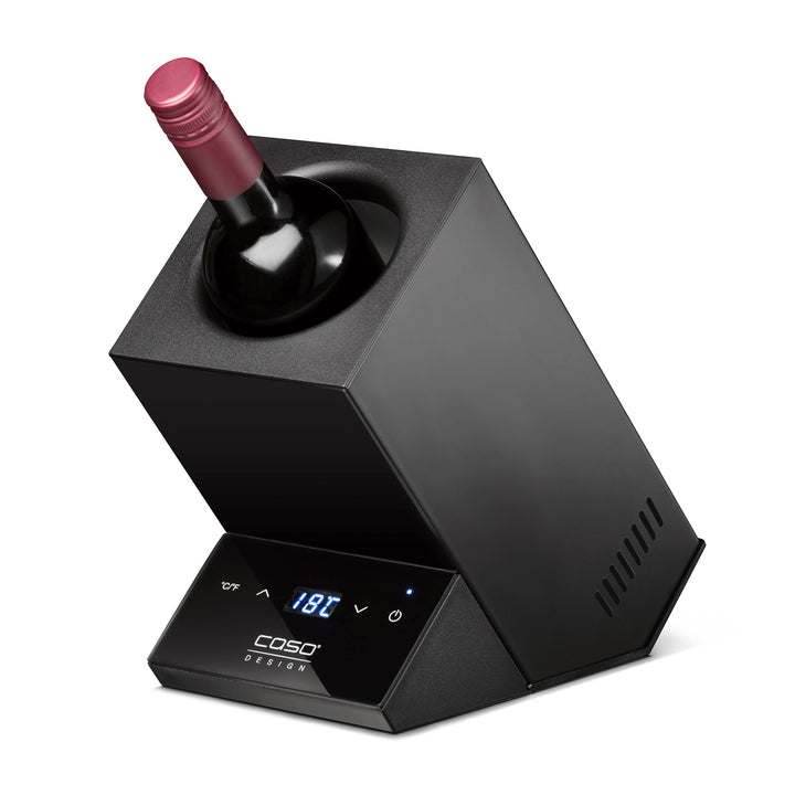 CASO WineCase One Black - Design Weinkühler für eine Flasche, Temperaturbereich von 5-18°C, für Flas