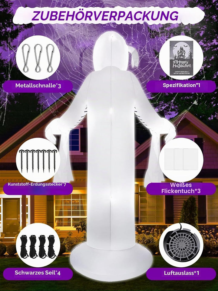 Kalolary 12 FT Halloween Aufblasbare Mumie für den Aussenbereich Aufblasbare beleuchtete Gartendekor