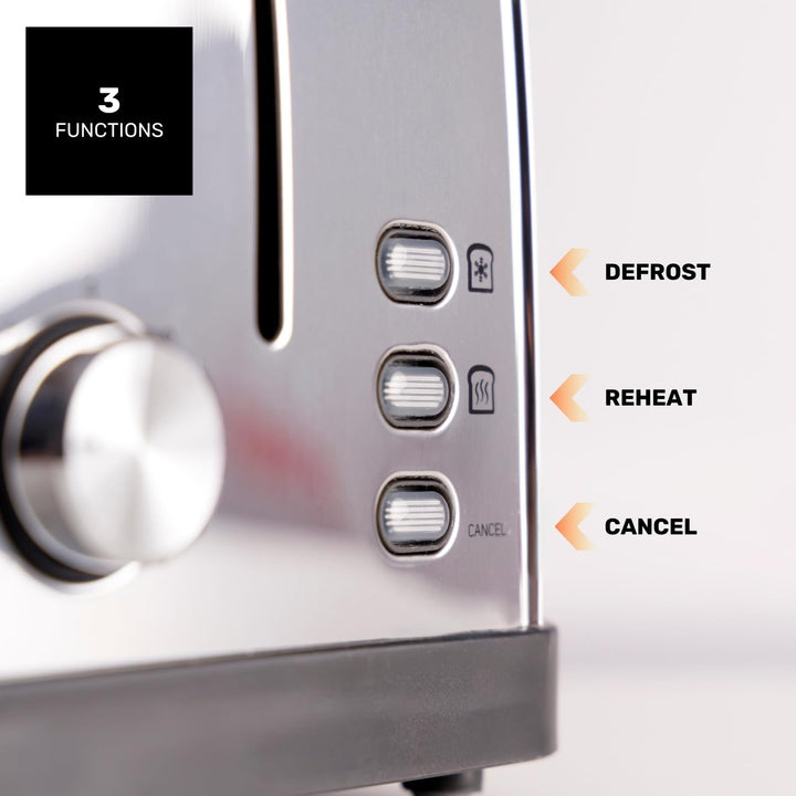 Taurus – Toaster Vintage Four 1900W | 4 Schlitze 135x35mm | 7 Bräunungsstufen | 3 Funktionen | 2 sep