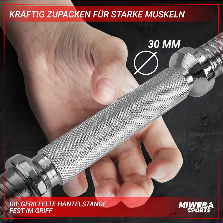 Miweba Sports Hantelset MKH110 | 10 kg | 20kg - 𝐏𝐫𝐨𝐟𝐢 Einzelhantel - Hanteln 2er Set - Stange 30mm -