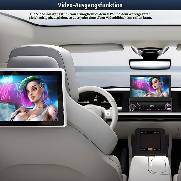 CAMECHO 1 DIN Wireless Carplay Android Auto, 7 Zoll Auto Bildschirm Videoausgang/AUX-IN/FM/TF/Mirror