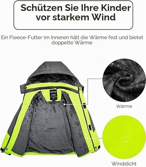 Wantdo Jungen Berg Ski Jacke Warmer Winter Fleece Mäntel Wasserdichter Atmungsaktive Jacke Outdoor K