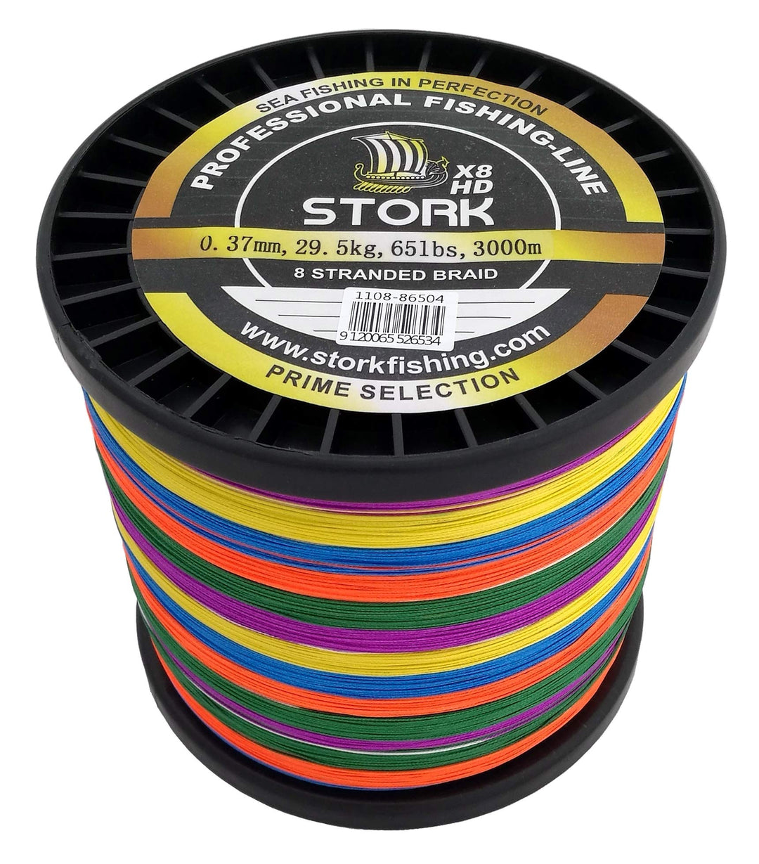 Stork HDx8, 8-Fach geflochtene Premium Angelschnur 3000m Multicolor (10m Farbwechsel) 10 lbs / 4.5 k