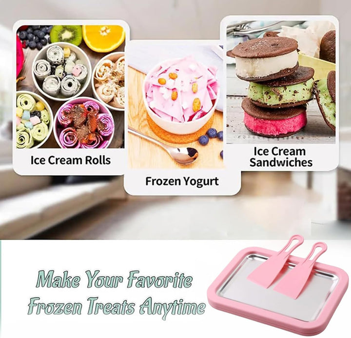 Eiscreme-Rollmaschine mit 2 Schabern, 26 x 21 cm, gefrierbar, für sofortige DIY-Eiscreme, Rollen, fü
