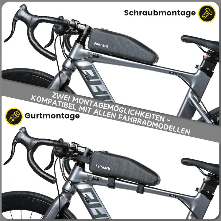 100% wasserdichte Fahrrad Rahmentasche, 1,8L Oberrohrtasche mit Dualem Befestigungssystem, Leichte &amp;