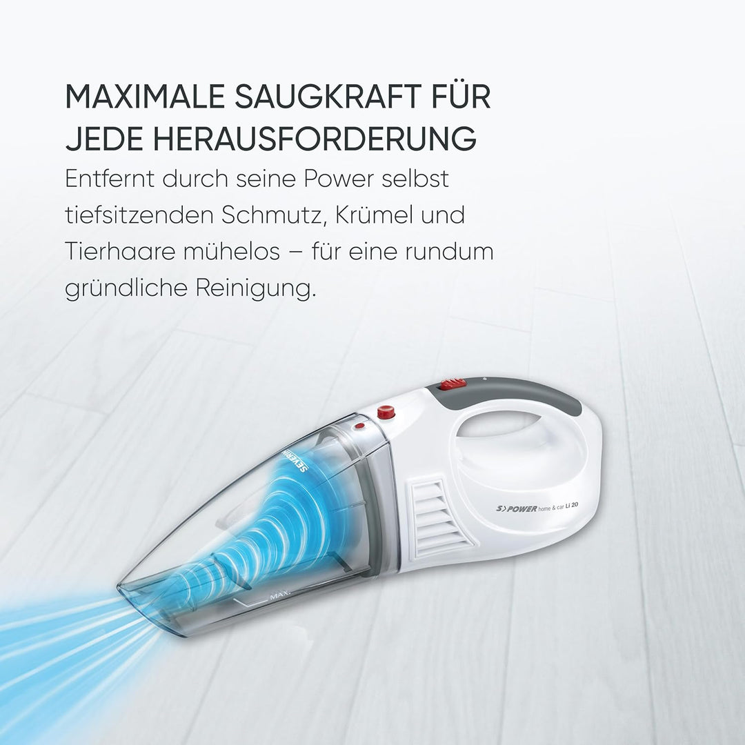 SEVERIN 3-in-1 Akku Handstaubsauger S´POWER home & car Li 20, Handsauger Nass/Trocken mit starkem 7,