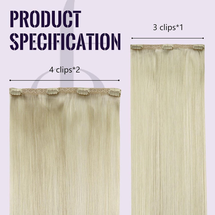 Fshine Invisible Clip in Extensions Echthaar Blond Hair Extensions Clip in Echthaar Weissblond 30cm