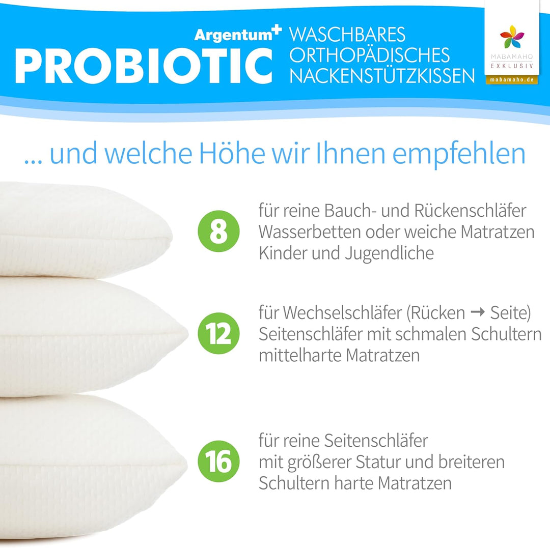 MABAMAHO Probiotic Orthopädisches Nackenstützkissen mit Aloe Vera aus Memory Viscoschaum 40x80x12 cm