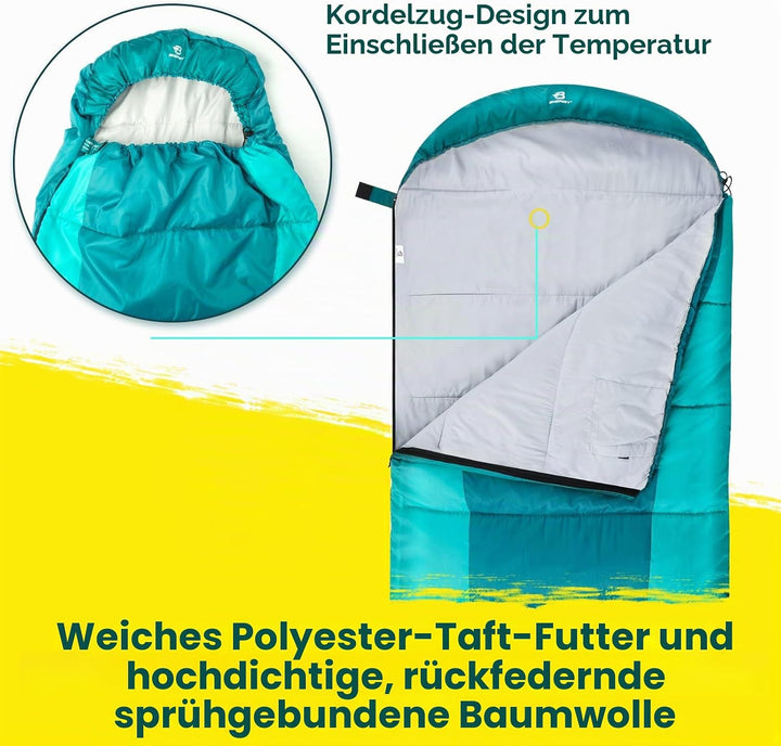 Bessport Schlafsack Flannel für Camping 3-4 Jahreszeiten - 10 °C-20°C | Winter Schlafsack Leichtgewi