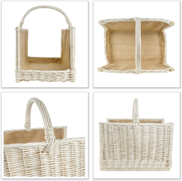 Creative Home Gross Kaminkorb Weiss Holzkorb Kaminholzkorb Rattan | 50 x 34 x 50 cm | Aufbewahrung R