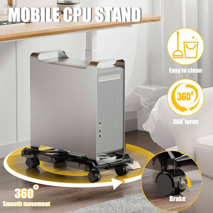 Hmseng PC Ständer für PC-Tower, Mobiler Computer Desktop Ständer, Universal Verstellbare CPU Ständer