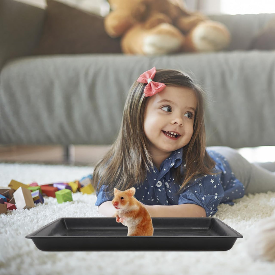 TOYANDONA Plastik Haustierkäfig Bodenwanne Schwarz Auslaufsichere Geruchsresistente Reinigungsschale