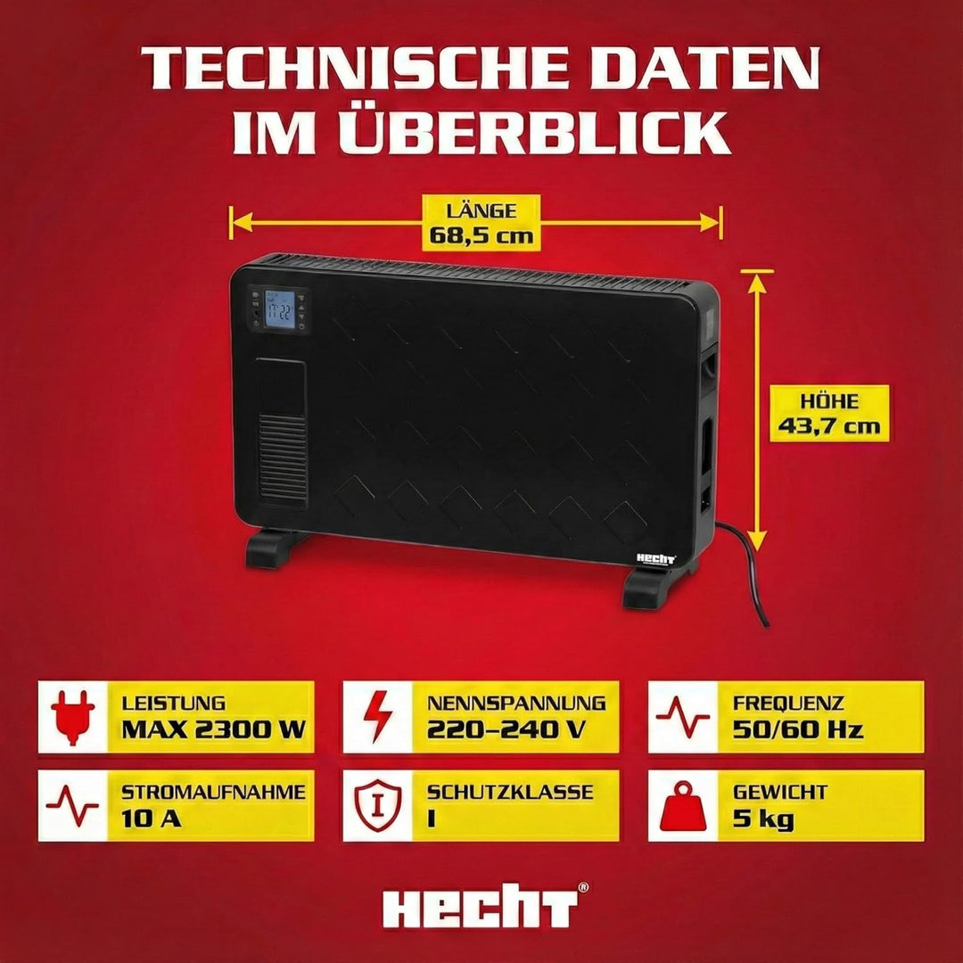 HECHT Elektroheizung (Brandneue Version) - Heizgerät für eine schnelle und wohlfühlende Wärme – Stro