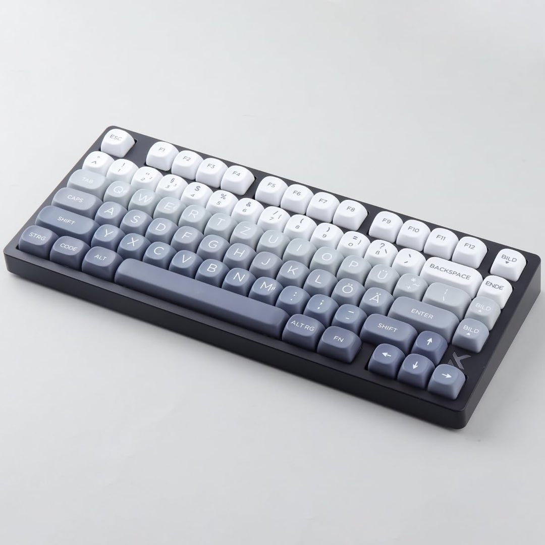 PBT German Keycaps 131 Keys Double Shot MOA Profile Keycap White-Grey Gradient Dye Sub Custom Keycap