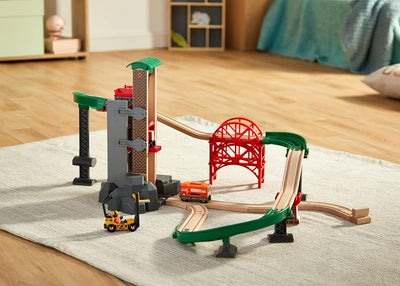 BRIO World 33887 Grosses Lagerhaus-Set mit Aufzug - Zubehör Holzeisenbahn - Konstruktionsspielzeug e