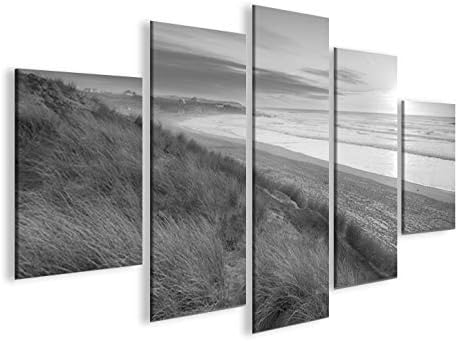 islandburner Bild Bilder auf Leinwand Dünen Schwarz-Weiss Nordseestrand MF XXL Poster Leinwandbild W