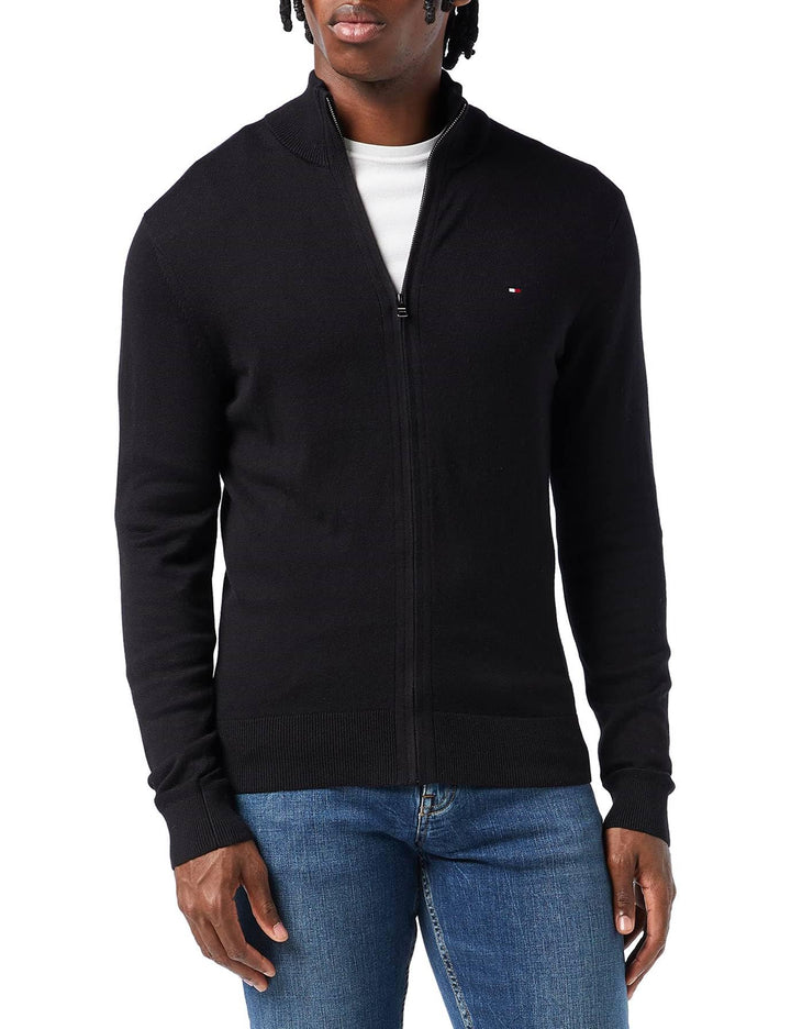 Tommy Hilfiger Herren Pullover mit Reissverschluss Stehkragen S Black (Black), S Black (Black)