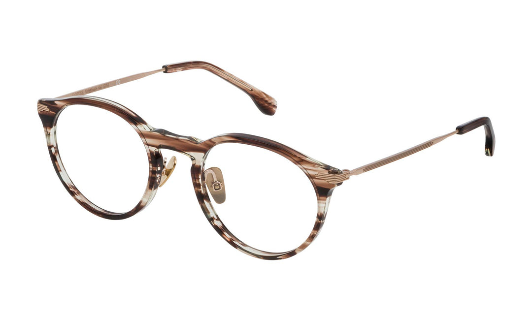 Lozza Unisex VL41445006XE Sonnenbrille, Shiny Striped Brown, 50/22/140