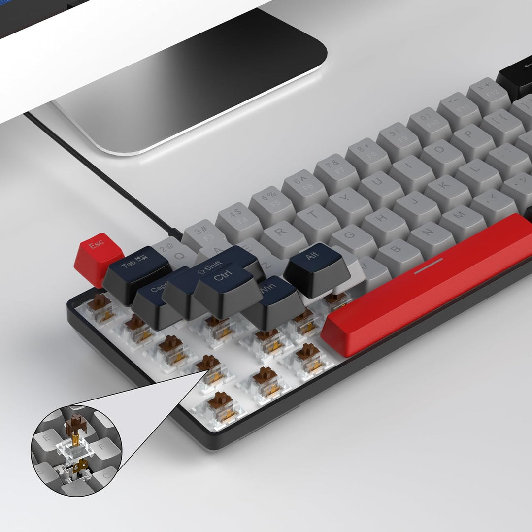 MageGee MK-Box Tragbare 60 % mechanische Gaming-Tastatur, blaue LED-Hintergrundbeleuchtung, kompakte