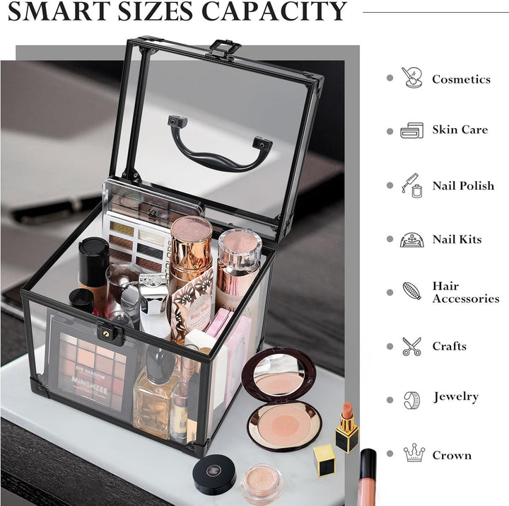 Kosmetikkoffer Transparenter Make Up Koffer Schminkkoffer Tragbare Beauty Case Schaukasten Vitrine A
