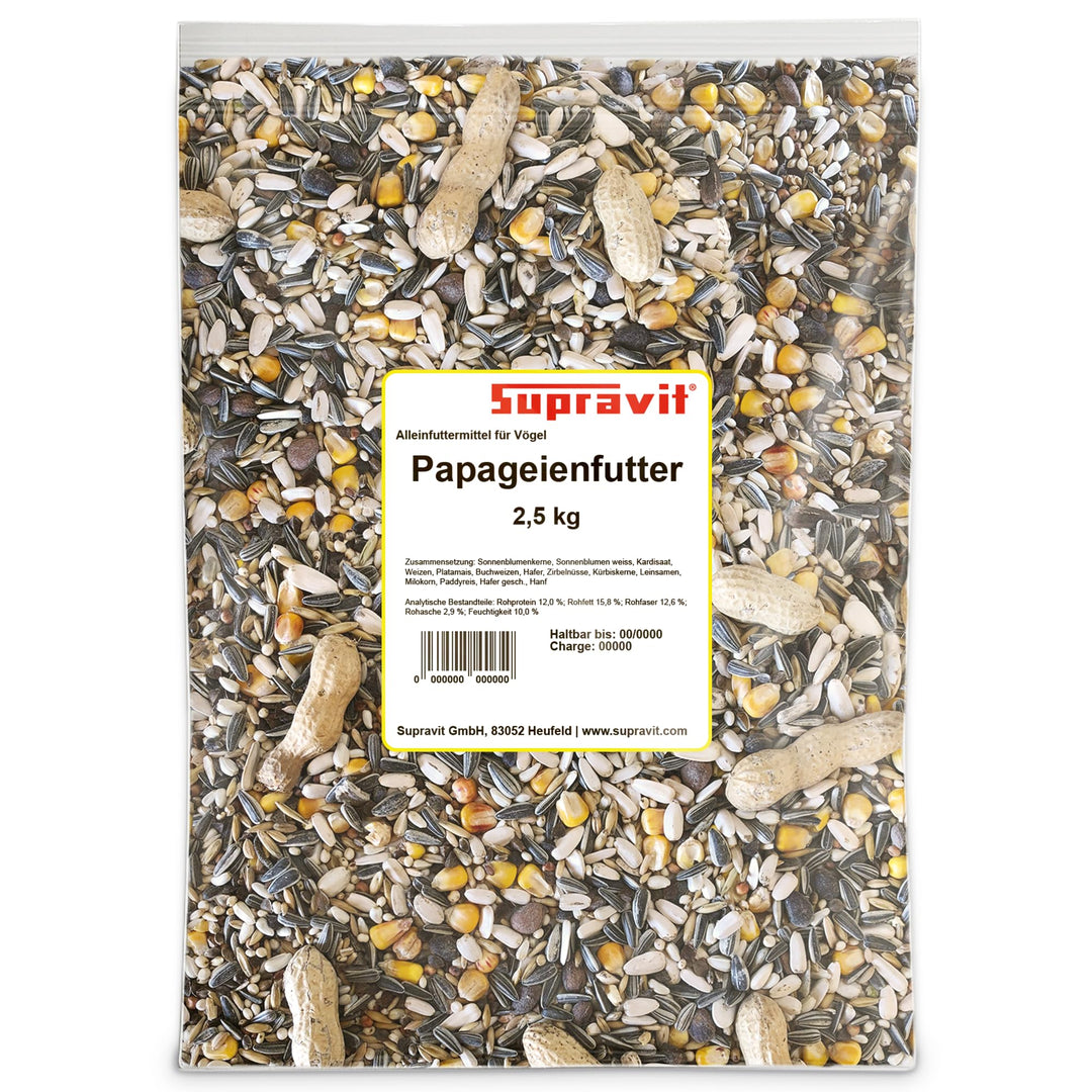 Supravit Papageienfutter 2,5kg – Premium Futtermischung für Papageien Aller Arten | Saaten- & Körner