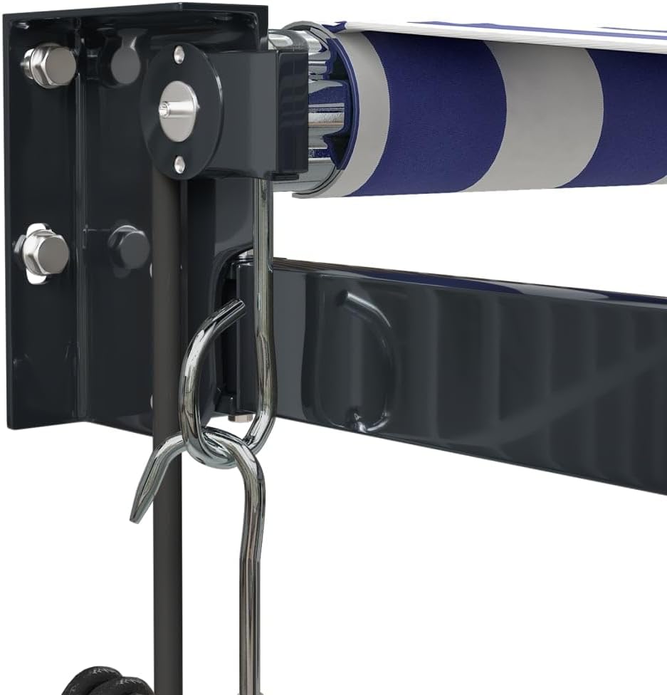 vidaXL Elektrische Markise mit Kurbel Blau und Weiss 3x2,5 m 3 x 2.5 m Blau und Schwarz, 3 x 2.5 m B