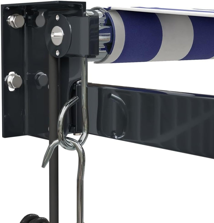 vidaXL Elektrische Markise mit Kurbel Blau und Weiss 3x2,5 m 3 x 2.5 m Blau und Schwarz, 3 x 2.5 m B