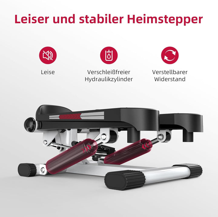ST1 Mini-Stepper für Zuhause, 2-in-1 Up-Down Swing Stepper mit Power Ropes, LCD-Display, Einstellbar