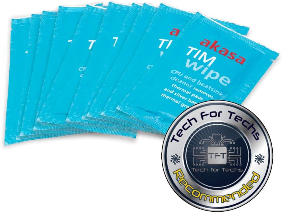 Akasa Tim Tücher, Wärmeleitpaste Reinigungstücher, Thermal paste Entferner, Ideal für CPU, GPU, Kühl