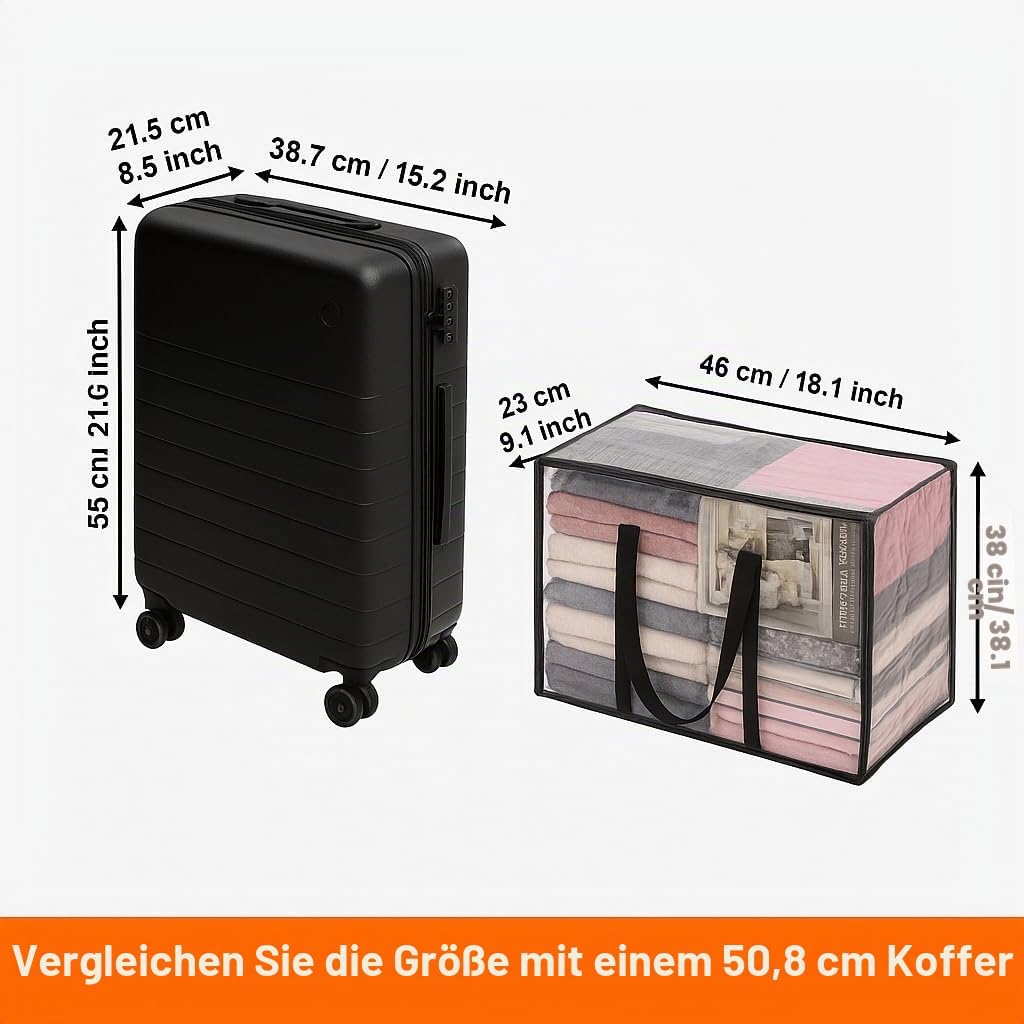 Vieshful 3 Stück Transparente Plastik Aufbewahrungstasche, 40L Organizer Aufbewahrungsbox Kleiderauf