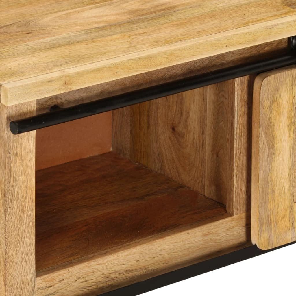 vidaXL Mangoholz Massiv TV Schrank mit Schiebetür Lowboard TV Möbel Board Sideboard Fernsehtisch Fer