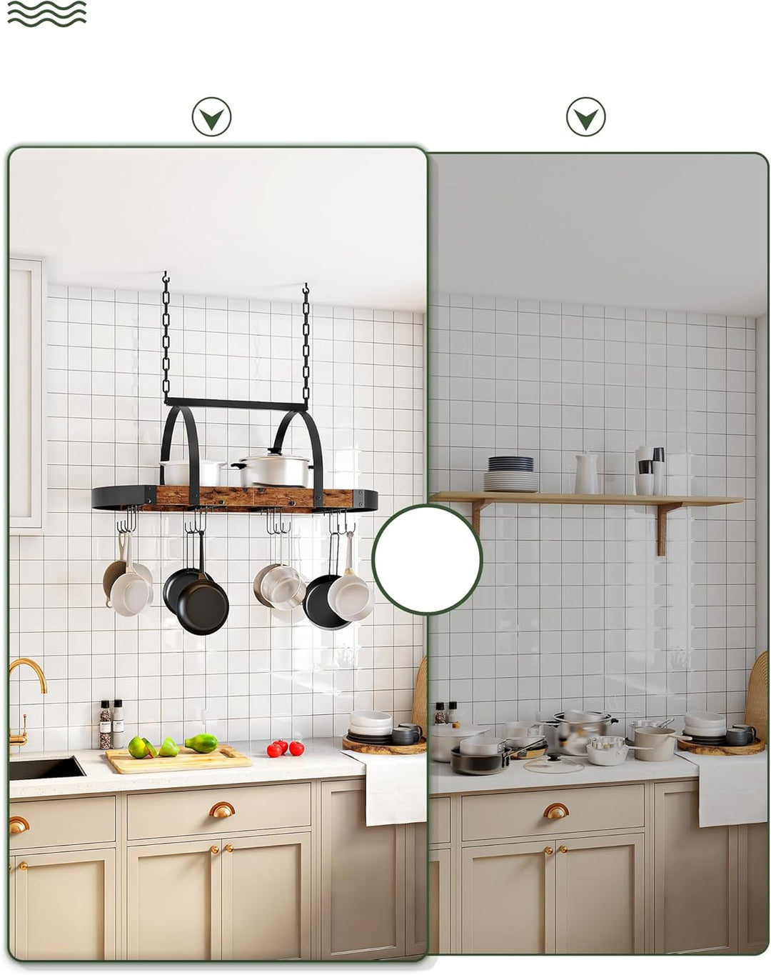 Küchenregal hängend, Küche Topfregal Deckenregal, Hängendes Küchenregal, Küchenutensilien-Organizer