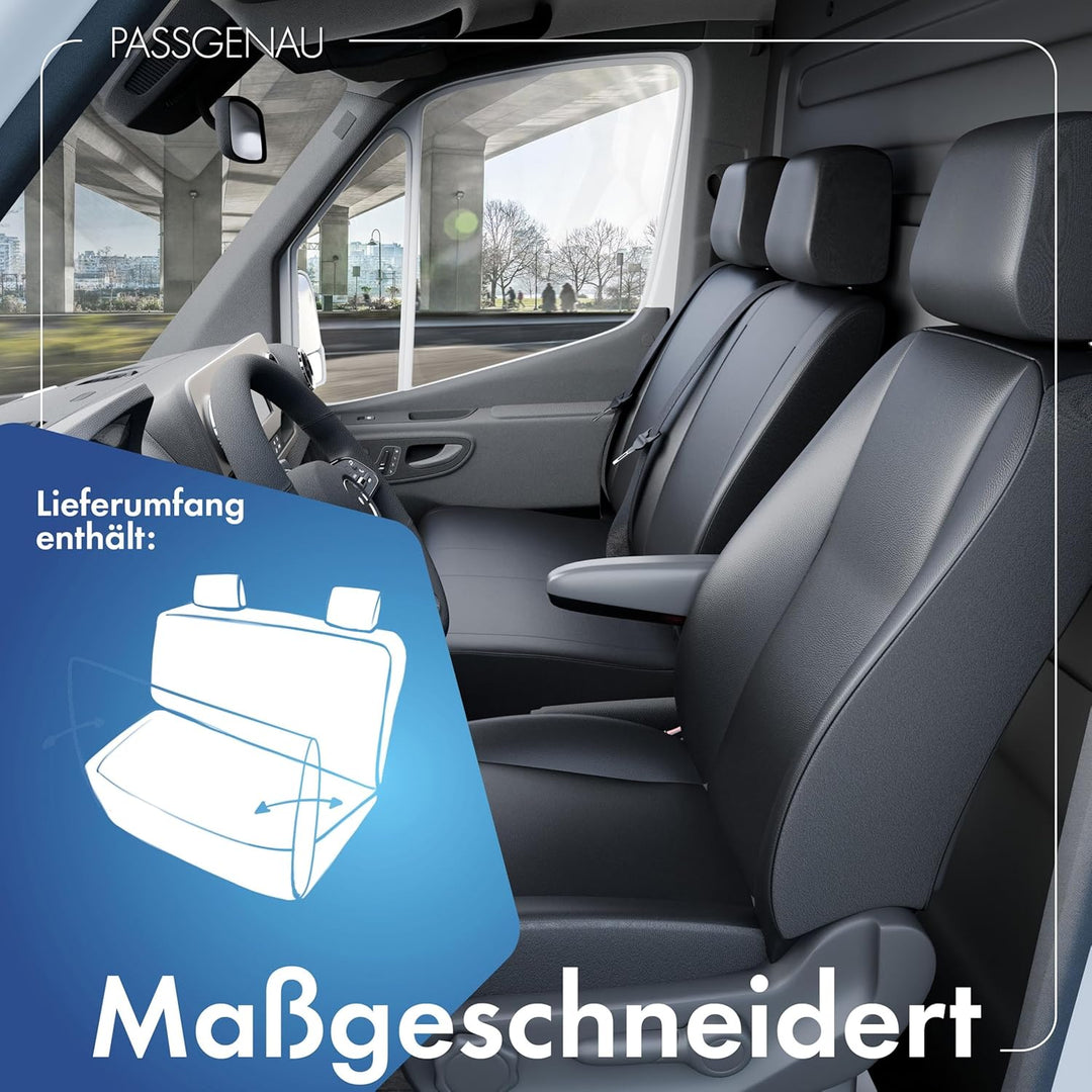 Walser Transporter Sitzbezüge Auto kompatibel mit VW T5, Doppelbank vorne klappbar, Auto Sitzbezüge